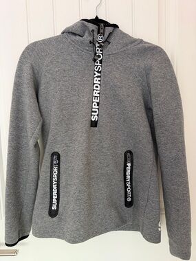 Superdry Grey Zip-Up Hooded Sweater
